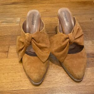 Jeffrey Campbell suede bow slip ons